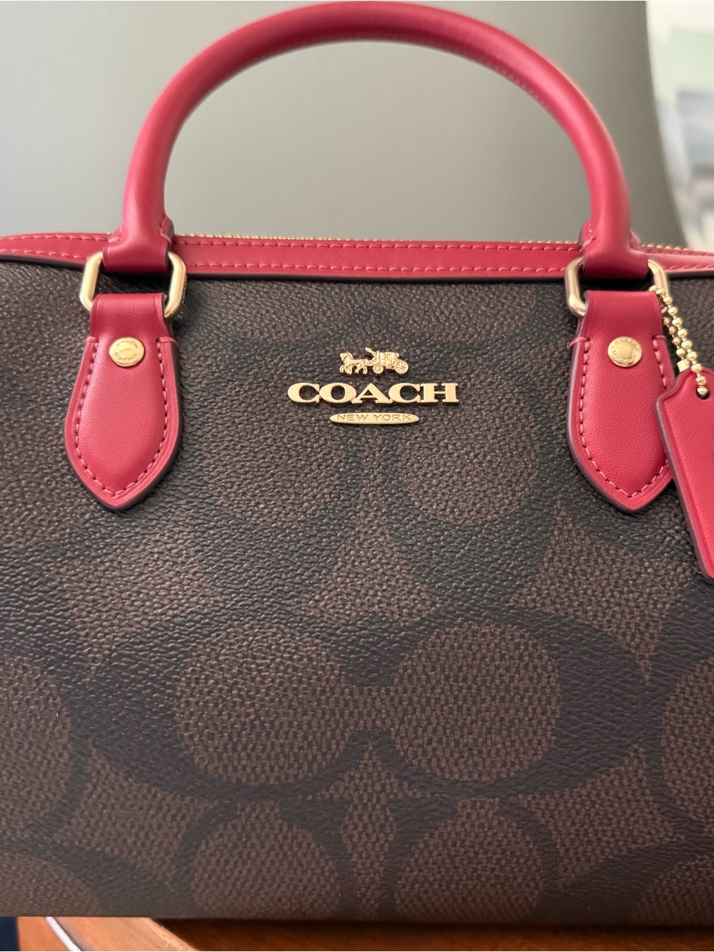 Coach Rowan in maxi signature canvas walnut/true red - Picture 2 of 8